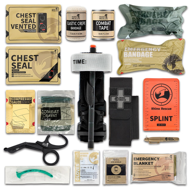 Rhino Rescue Tactical Trauma Kit Emergency First Aid Stop The Bleed IFAK Refill Supplies Combat Survival Gear Medical Kit