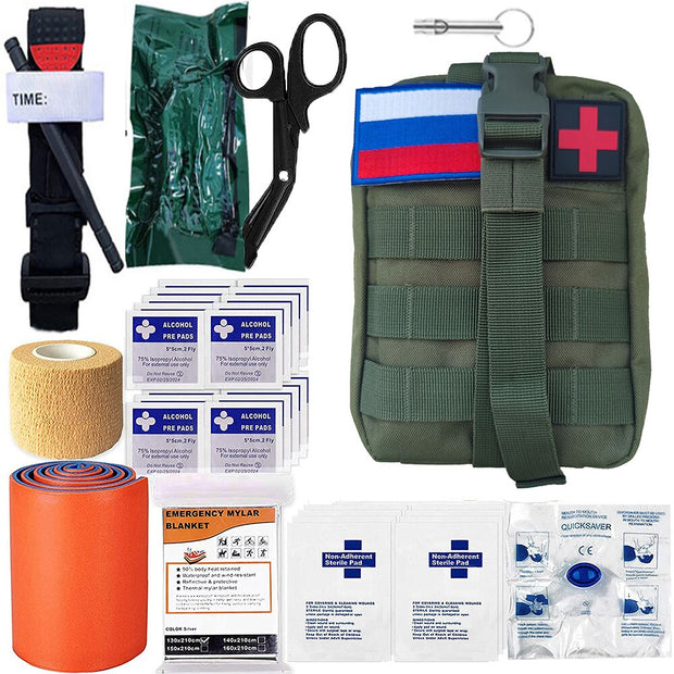 39 Pcs Survival First Aid Kit Molle Outdoor Gear Emergency Kits Trauma Bag For Camping Hunting Disaster Adventures Survival Kit