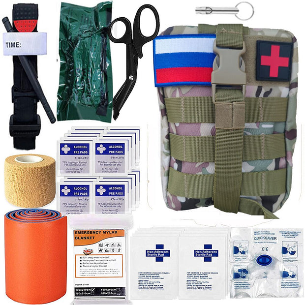 39 Pcs Survival First Aid Kit Molle Outdoor Gear Emergency Kits Trauma Bag For Camping Hunting Disaster Adventures Survival Kit