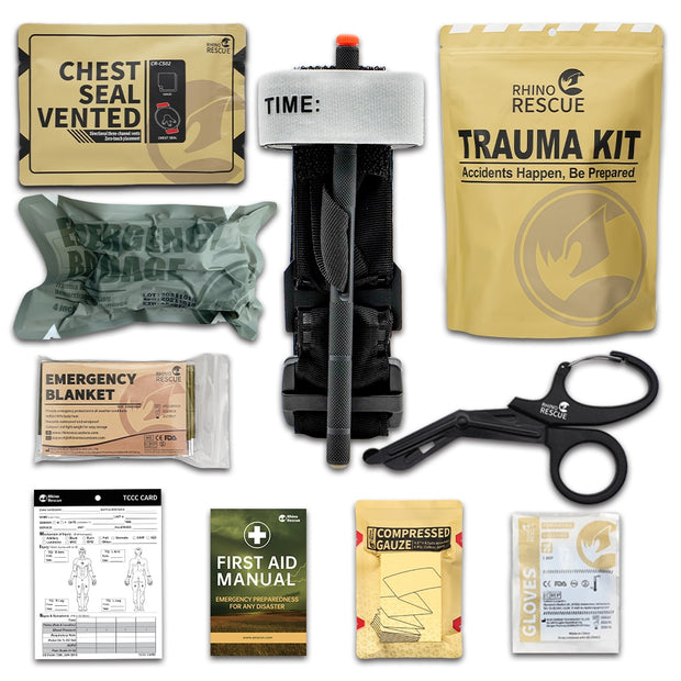 Rhino Rescue Tactical Trauma Kit Emergency First Aid Stop The Bleed IFAK Refill Supplies Combat Survival Gear Medical Kit