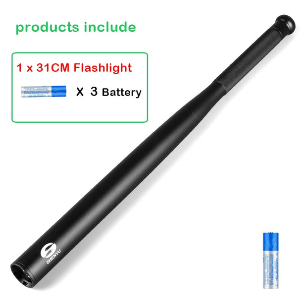 Baseball Bat LED Flashlight Waterproof Super Bright Baton Aluminium Alloy Torch for Emergency Self Defens Outdoor Lighting