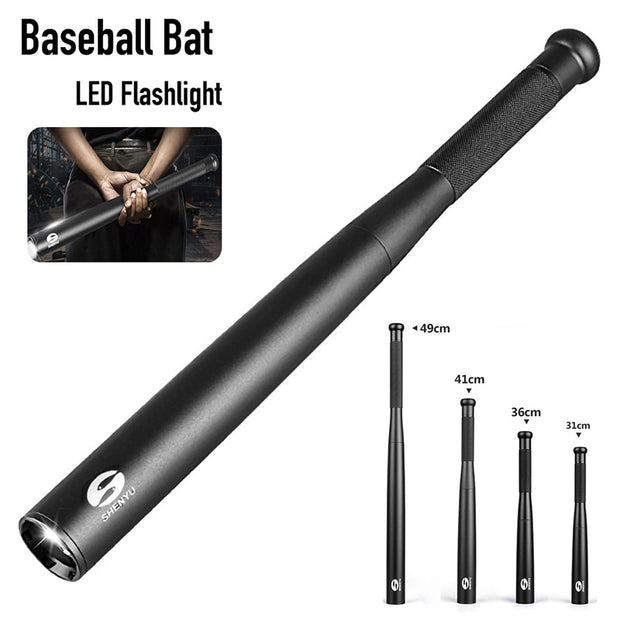 Baseball Bat LED Flashlight Waterproof Super Bright Baton Aluminium Alloy Torch for Emergency Self Defens Outdoor Lighting