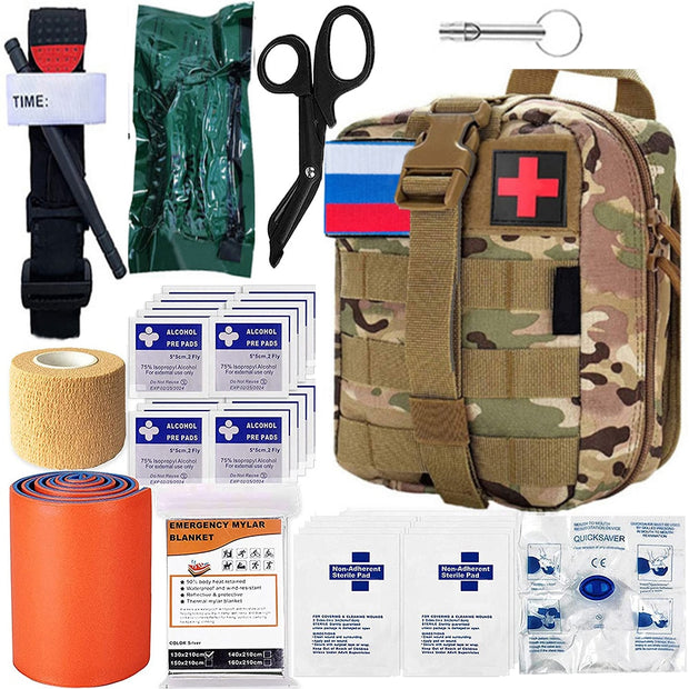 39 Pcs Survival First Aid Kit Molle Outdoor Gear Emergency Kits Trauma Bag For Camping Hunting Disaster Adventures Survival Kit