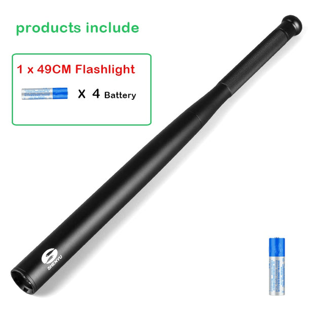 Baseball Bat LED Flashlight Waterproof Super Bright Baton Aluminium Alloy Torch for Emergency Self Defens Outdoor Lighting